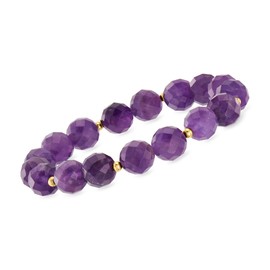Ross-Simons 10mm Gemstone Bead Stretch Bracelet with 14kt Yellow Gold
