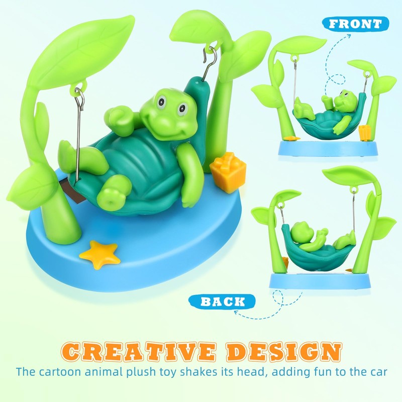 NUOBESTY Solar Powered Swinging Turtle, Plastic Dashboard Ornament Cute Cartoon