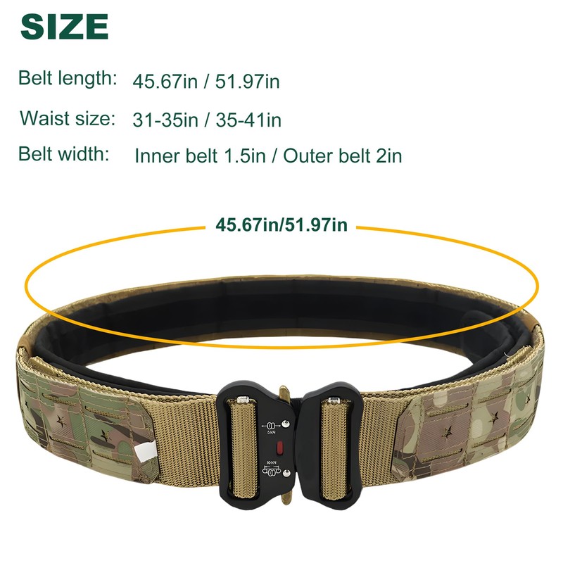 aiGear Tactical Belt, Quick-Release MOLLE Battle Belt for Men, Adjustable