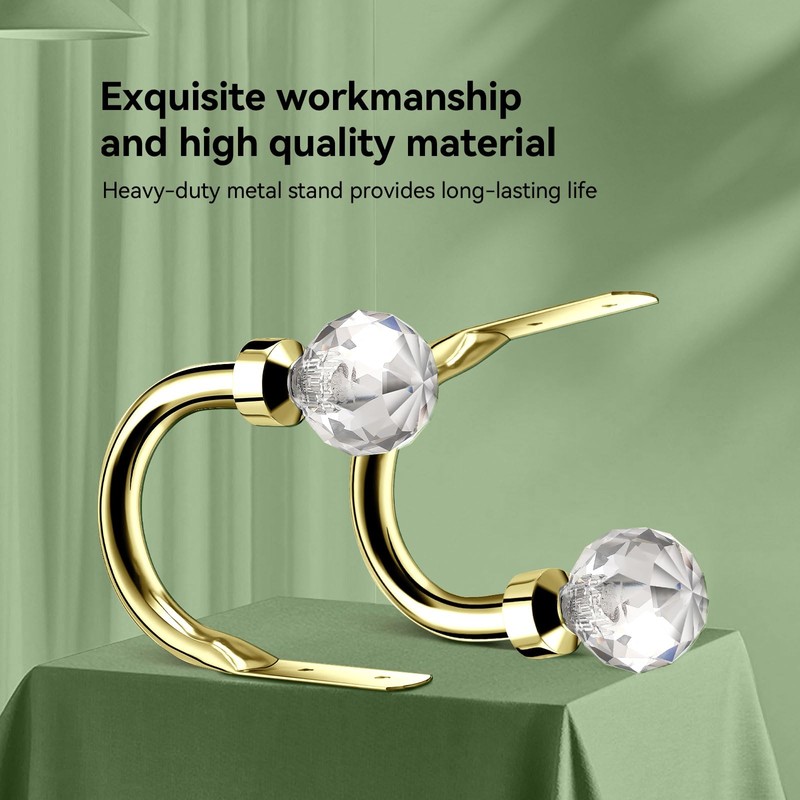 HIKMLK Crystal Curtain Holdbacks 2pcs, Metal Curtain Tieback Pull Back