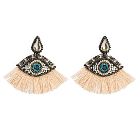 Evil Eye Tassel Earrings, Tear Evil Eye Earrings for Women, Bohemian Evil Eye Fringe Earrings, Evil Eye Statement Earrings, Eye Boho Jewellery, Evil Eye Drop Earrings for Girls, Zinc