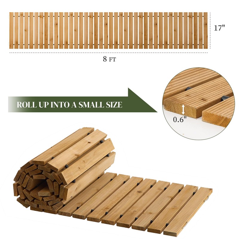 8FT Wooden Garden Pathway,Non-Slip Straight Garden Walkway,Garden Paver