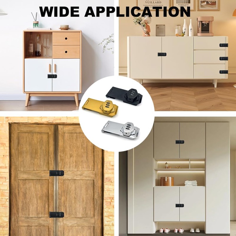 2Pcs Cabinet Password Rotary Hasp Locks,4 Inch Keyless Combination Lock
