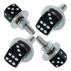Meibaolin Dice License Plate Screw Fasteners Aluminum Alloy Decorative Modified Motorcycle License Plate Bolt Frame Mounting Kit Cars Truck Vehicle Accessories 4 Pcs (Black)