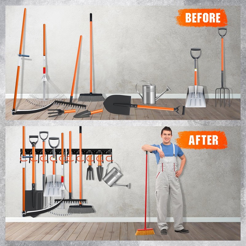 ELEAD 68'' All Metal Adjustable Garden Tool Organizer: Garage Tool