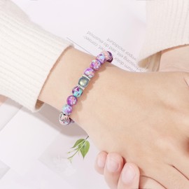 JoycuFF Best Friend Birthday Gifts for Women, Gift for Best Friend Woman Bracelet, Mothers Day Ideas Gifts for Her My Best Friends Colorful Imperial Jasper Moonstone Natural Stone Womens Bracelets