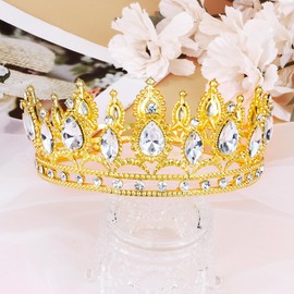 Gold Crown for Women Crystal Wedding Tiara and Crowns for Girls Rhinestones Queen Headband Princess Hair Accessories for Party Bridal Birthday Prom Costume Cosplay