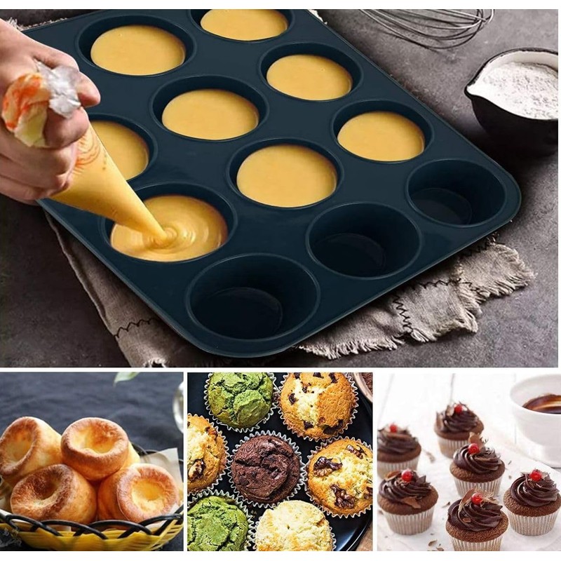 VapourOn 12 Cup Large Muffin Pan, Non-Stick Non-Stick Coated Cupcake