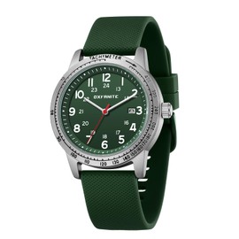 OXFANITE Men’s Watch Military Style Sporty Easy to Read Waterproof with Silicone Band Full Numerals Dial Analog Quartz Watches for Men 9102 Green