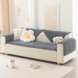 Awjcsv Couch Cover for Dogs Washable, Waterproof Couch Covers for 3 Cushion Couch Sofa Pet Friendly, Soft and Anti Slip (Gray, 1pc/28"x 71")