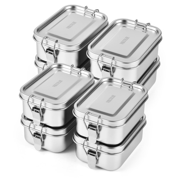 VIKCOLEE 8 PCS Stainless Steel Bento Box 550ml, Metal Lunch