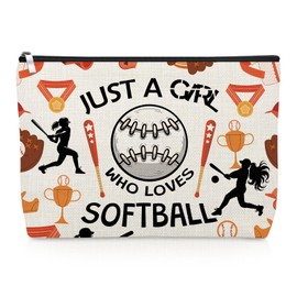 Softball Gifts for Woman Softball Lover Makeup Bag Thank You Gifts for Baseball Coach Players Fans Friend Mom Daughter Cosmetic Bag Christmas Graduation Birthday Present Appreciation Zipper Pouch