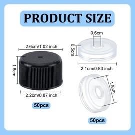 OLYCRAFT Pack of 50 22/400 Black Plastic Screw Caps with Reducers Plastic Cap with Drip Opening Reducer Bottle Empty Cap for 5 oz Bottles