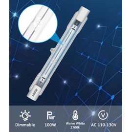 MouMouPurr 6-Pack 100W R7S Halogen Light Bulbs, 78mm T3 Double Ended J-Type, Dimmable 120V, 1200lm, 360°Beam Angle, Warm White 2700K, Security, Landscape Lights, Floor Lamps, Long Lifespan