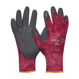 Gebol Winter Queen Fluffy Work Gloves in Trendy Colour Against Dirt and Cold Optimal dexterity and Secure Grip for Women Size M (Size 8) Bordeaux Black 1 Pair