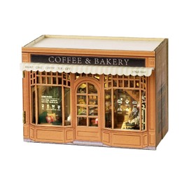 DIY Miniature House Kit, CUTEROOM Mini House Kit for Adult to Build, Wooden Dollhouse Making Kit with Furniture, Christmas Birthday Gifts- Bagel Time