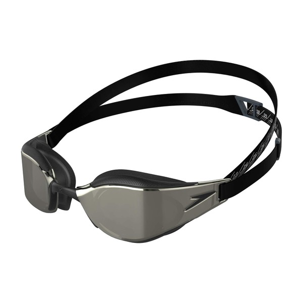 Speedo Fastskin Hyper Elite Mirror Goggles, Improved Design, Comfortable Style, Black and Silver, Adult Unisex Size