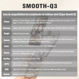 Zhiyun Smooth Q3 Gimbal Estabilizador 3 Ejes Para Smartphone Color Gris