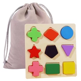 VBRHFRIF 1 Puzzle, 1 Storage Bag, Shape Sorter, Children'S Learning Toys, Educational Toys, Puzzle Blocks, Geometric Panel, Shape Matching Puzzle Board