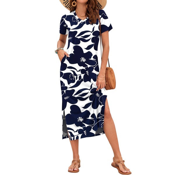 MISFAY Women Summer Midi Dresses Casual Loose Short Sleeve Dress