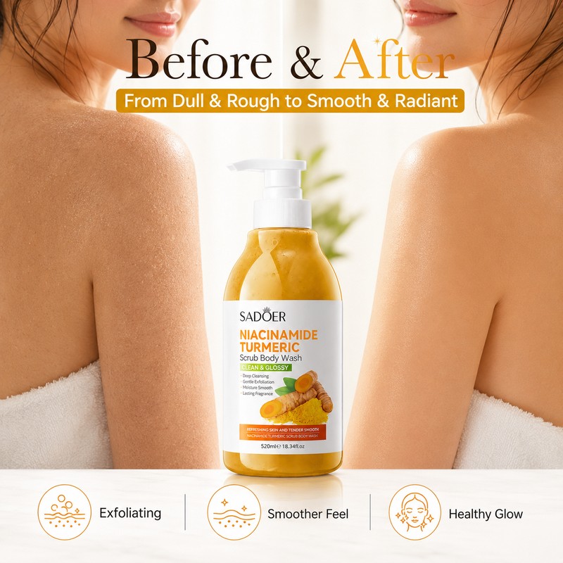 Niacinamide Turmeric Scrub Shower Gel for Body Care – 520ml