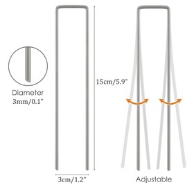 QianRuiDa Pack of 100 Garden Stakes 15cm - Metal pegs, Corrosion Rresistant, Ideal for Fixing Fabric, Mulch Mat, Net, Hose and Installing Fences, Silver