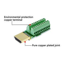SinLoon HDMI Solderless Adapter Gold Plated HDMI Extension Cable Connector Signals Terminal Breakout Board Free Welding Connector with Plastic Cover Screwdriver