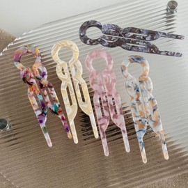 French Hair Pins, 3-Pack Acetate 2-Prong U-Shaped Hair Forks