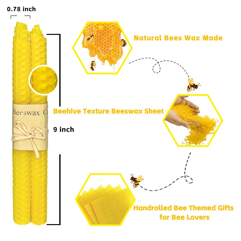 Lacaser Natural Beeswax Red Taper Candles Bulk Pack of 14
