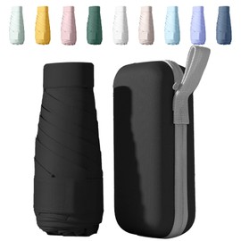 Sykerout Umbrella, Mini Umbrella, Pocket Umbrella, Compact Umbrella, Mini Foldable Travel Umbrella, Small with Case, UV Umbrella, black