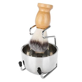Set de Afeitado con Jabonera + Brocha de Afeitar + Soporte de Pie, Set de Aseo Personal para Hombres Cerdas de Jabalí, Brochas de Barba, Brochas de Afeitar para Hombres, Kit de Afeitado Manual
