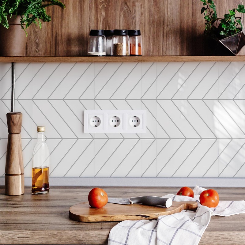 STICKGOO 10 Sheets Thicker Herringbone Peel and Stick Backsplash, 12.6”×9.7”