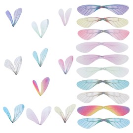 SUNNYCLUE 1 Box 100Pcs 10 Colors Dragonfly Wings Charms Butterfly Wings Pendant Fabric Wings Decoration for Women DIY Earring Jewellery Making Indoor Home Party Decor Crafts, Mixed Color