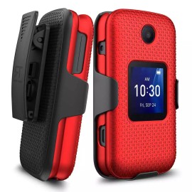 Rome Tech TCL Flip / TCL Flip Pro / Alcatel Go Flip 4 Shell Holster Combo Case - Red
