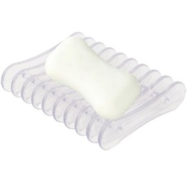 Plastic Soap Bar Holder, Qtopun Self Draining Soap Tray Transparent Shower Soap Saver Dish Soapbox for Soap Sponge Dryer Bathroom Toilet Kitchen Restaurant Counter - 4 Pieces