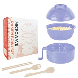 Microwave Ramen Cooker,Ramen Bowl Set,Microwave Noodle Bowl,Ramen Bowl With Chopsticks and Spoon, College Dorm Room Essentials for Girls for Boys, Apartment Essentials, BPA-Free. (light purple)