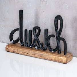 levandeo Lettering Du und Ich L25 cm Black Mango Wood Table Decoration Gift Stand You & I Valentine's Day Decoration