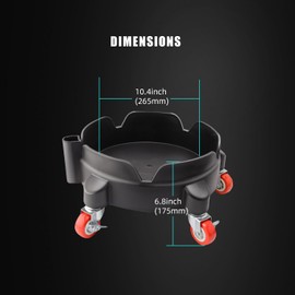 SPTA Bucket Dolly with 5 Wheels, Car Wash Bucket Roller, Easy Push Rolling Barrel Dolly System for Washing, Waxing, Removable Bucket Mover, Polishing Car Accessories Black