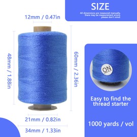SHRJ 24Pcs Sewing Thread Spools Set 1000 Yards Per Spool Mixed Cotton Threads for DIY Sewing Machine, Embroidery Machine, Hand Sewing, 24 Colors