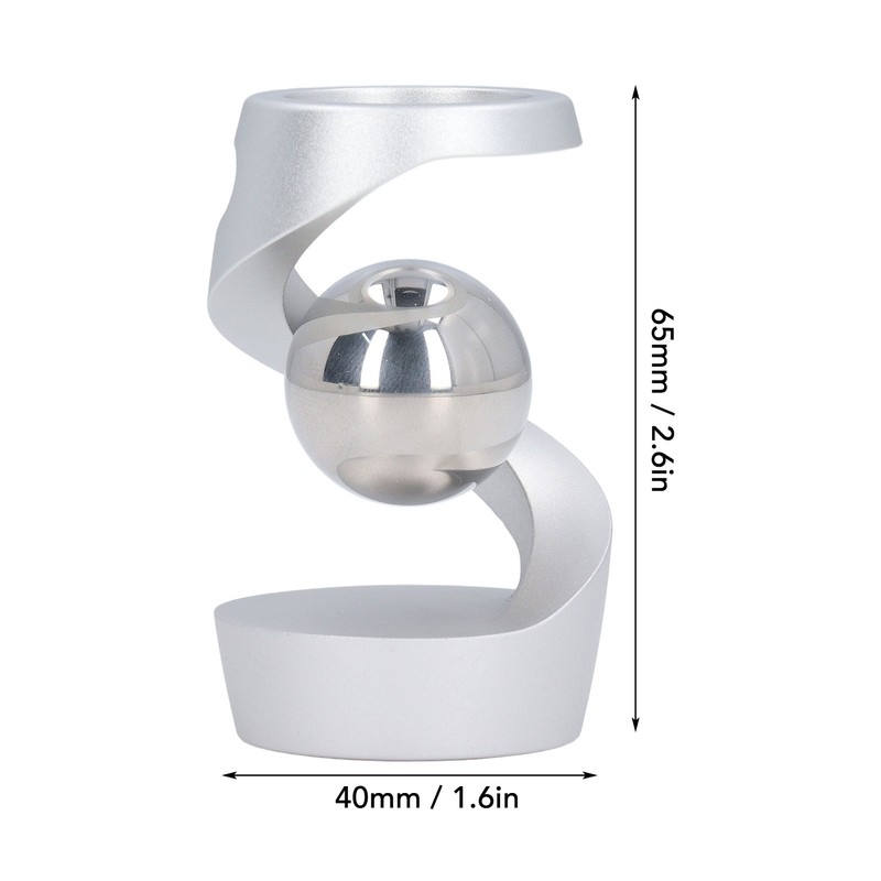 Desktop Suspended Gyroscope Reduce Anxiety Silver Bead Aluminium Alloy Rotating