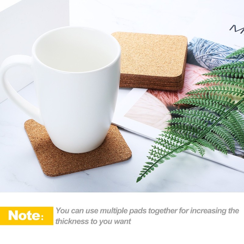 60 Pieces Self Adhesive Cork Coasters Squares/Round 4 x 4