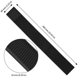 CHUENKUK Set of 2 Black Dish Drying Mats, 60 x 8 cm, Black Bar Mat Rubber, Rubber Dish Drying Mat for Kitchen Bar Restaurants