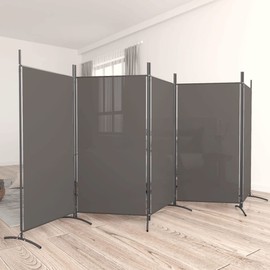 'vidaXL 5-Panel Room Divider in Anthracite - Foldable Fabric Screen Partition for Privacy, Light Blocking and Decorative Use