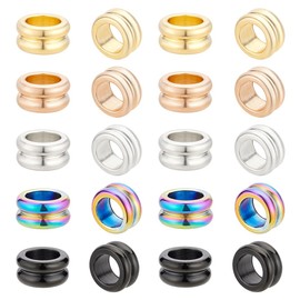 UNICRAFTALE 30Pcs 5 Colors Paracord Bead Stainless Steel Grooved Beads Column Lanyard Spacer Beads 8x4mm Beads 5mm Large Hole Beads Metal Bracelet Beads for Earring Bracelet Jewelry Making