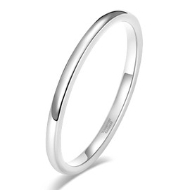 SHINYSO 2mm Thin Tungsten Carbide Wedding Rings for Women Silver High Polished Comfort Fit Size 4.5