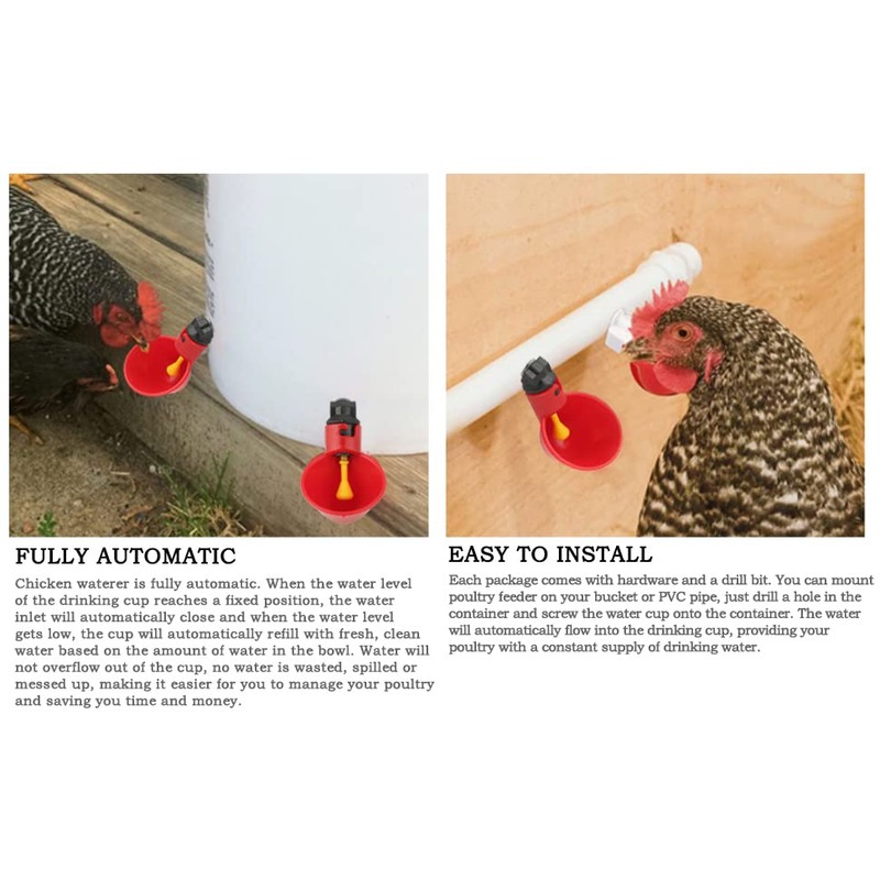 Broco Chicken Water Dispenser, 10pcs Plastic, Innovative Waterer for Poultry,