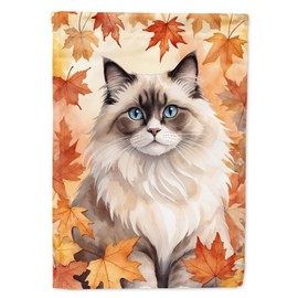 Caroline's Treasures Ragdoll Cat in Fall Leaves Garden Flag Mailbox Flag Decorative Yard Flag Banner Outside Patio Artwork Yard Flower Beds, Garden Size, Multicolor