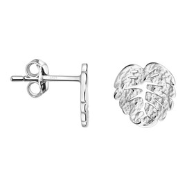 SOFIA MILANI - Women's Earrings 925 Silver - Hammered Leaf Stud Earrings, Sterling Silver