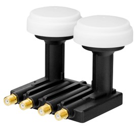 hb-digital Monoblock Quad LNB UHD MB 404 S LNC | for 4 Subscribers/Receiver Direct & 2 Satellites: Astra 19.2° Hotbird 13° Full HD TV 3D 4K Black + 4x Gold-Plated F-Connector + 2x Rubber Grommets