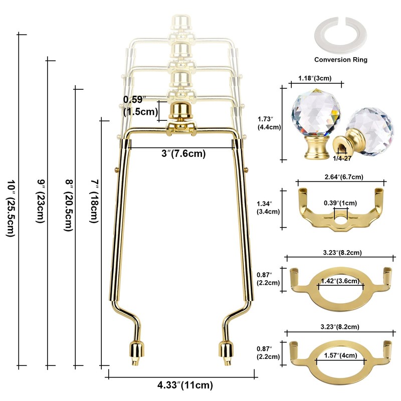 WEAVERBIRD Lamp Harp Holder, 7 8 9 10 Inch Adjustable